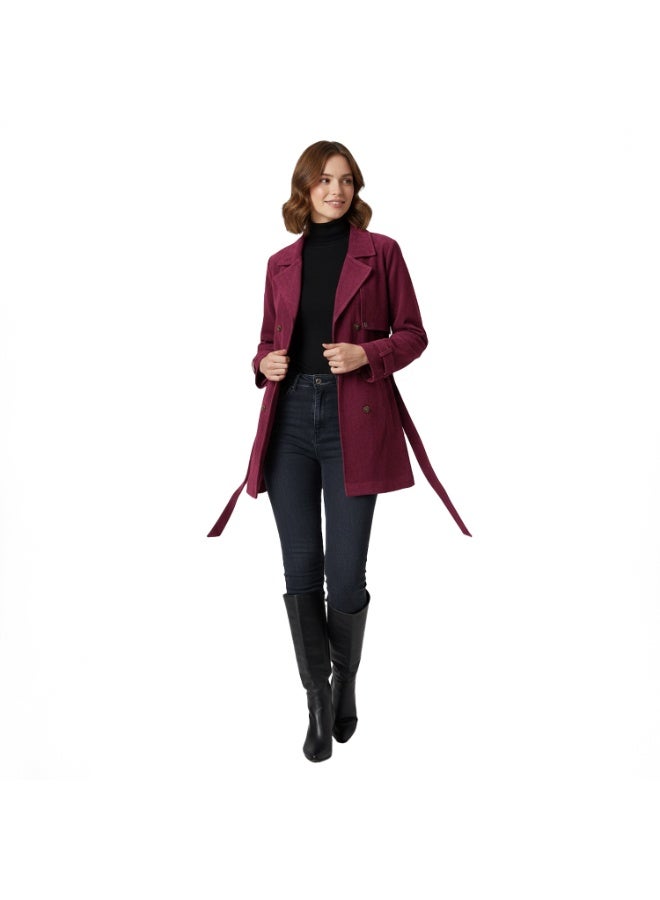 Smoky Egypt Smoky Suede Double-Breasted Jacket-Fuchsia - Image 3